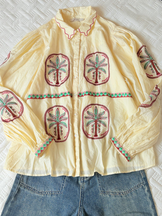 Yellow embroidered shirt