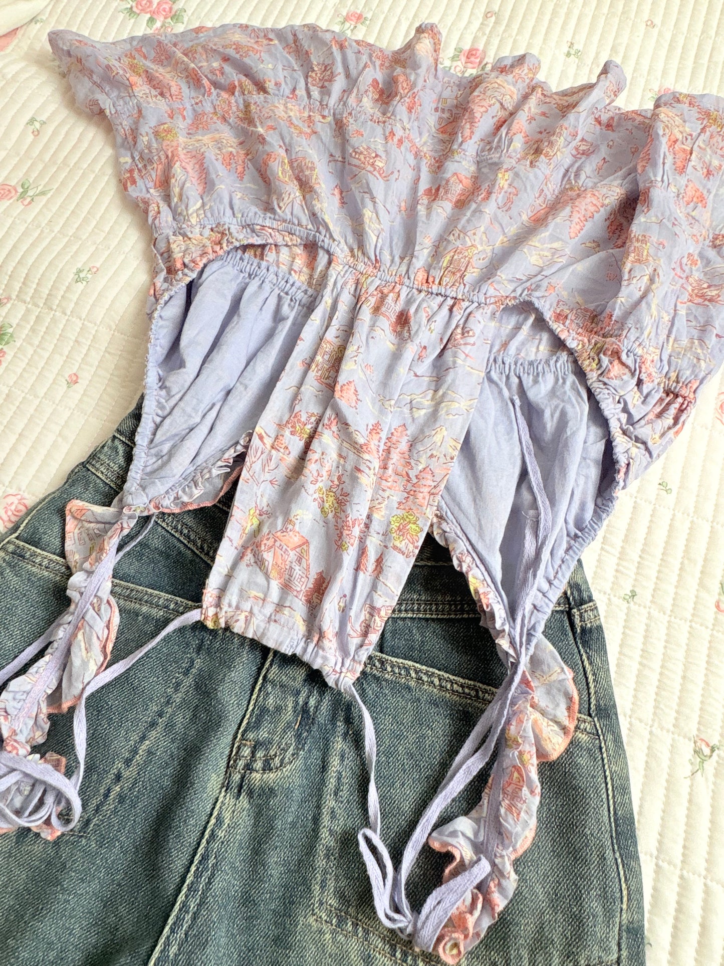 Blue floral tops