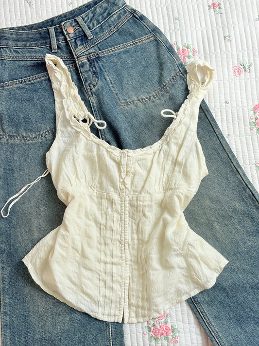 Cream tie top