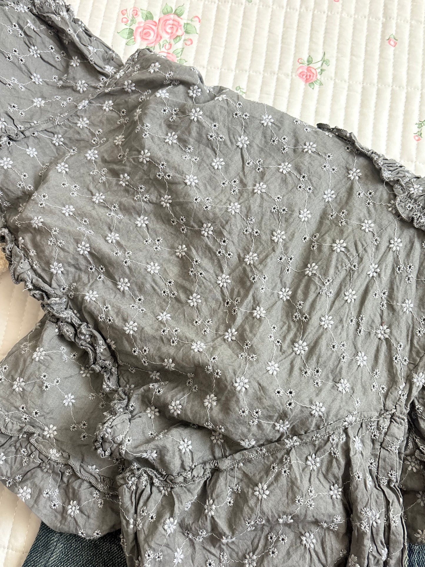 Grey embroidered top