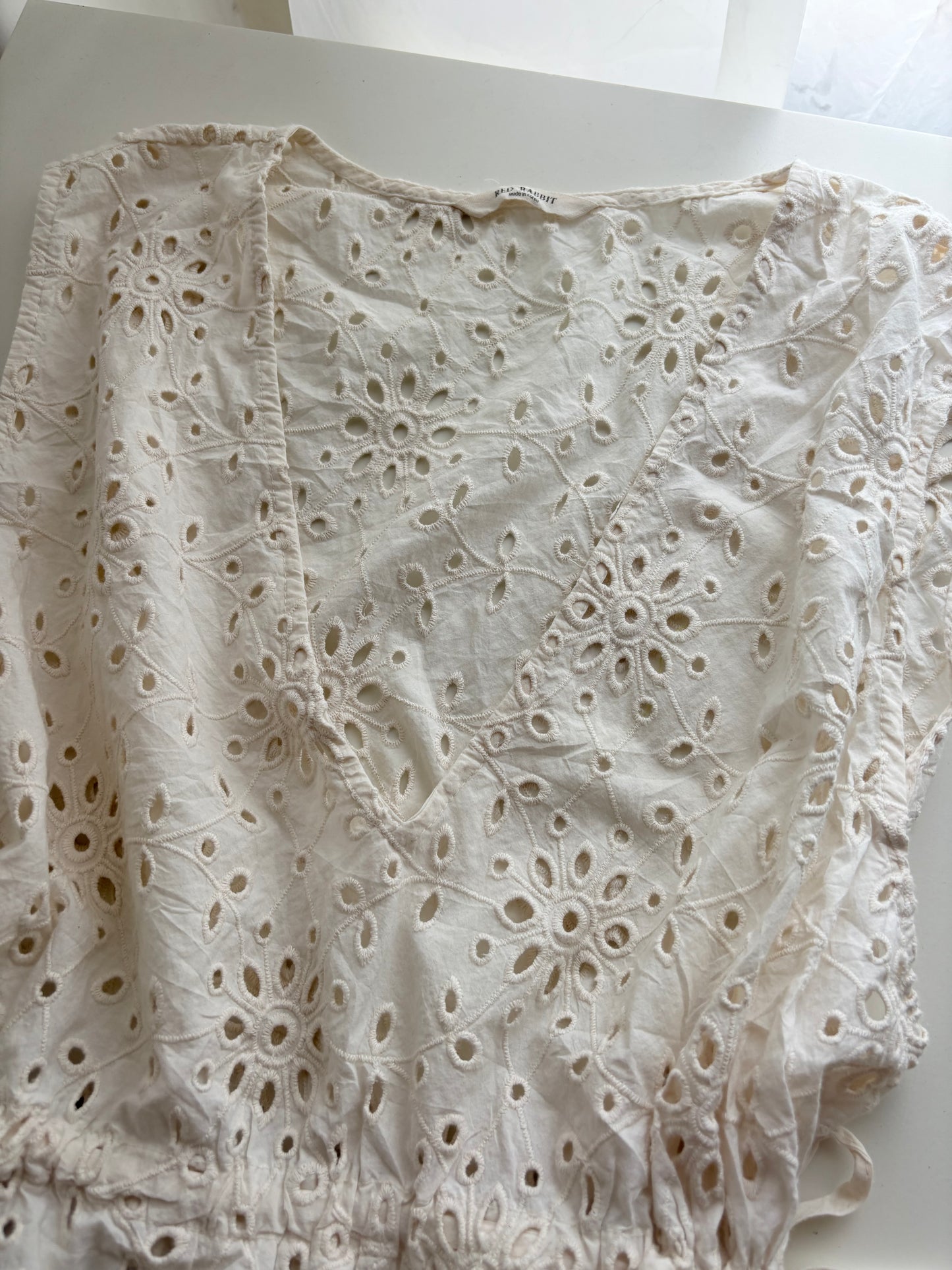 Cream eyelet top