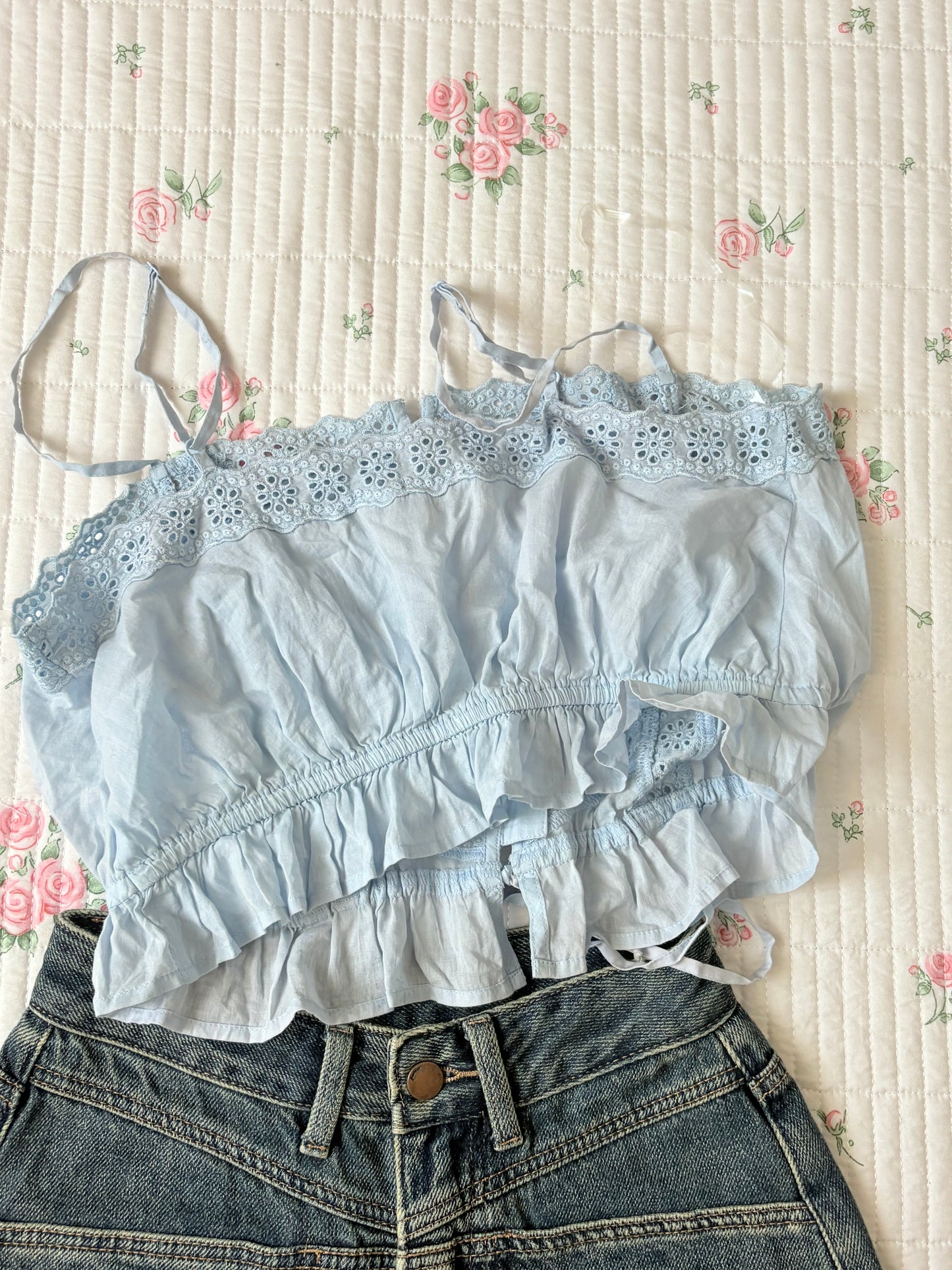 Blue eyelet top