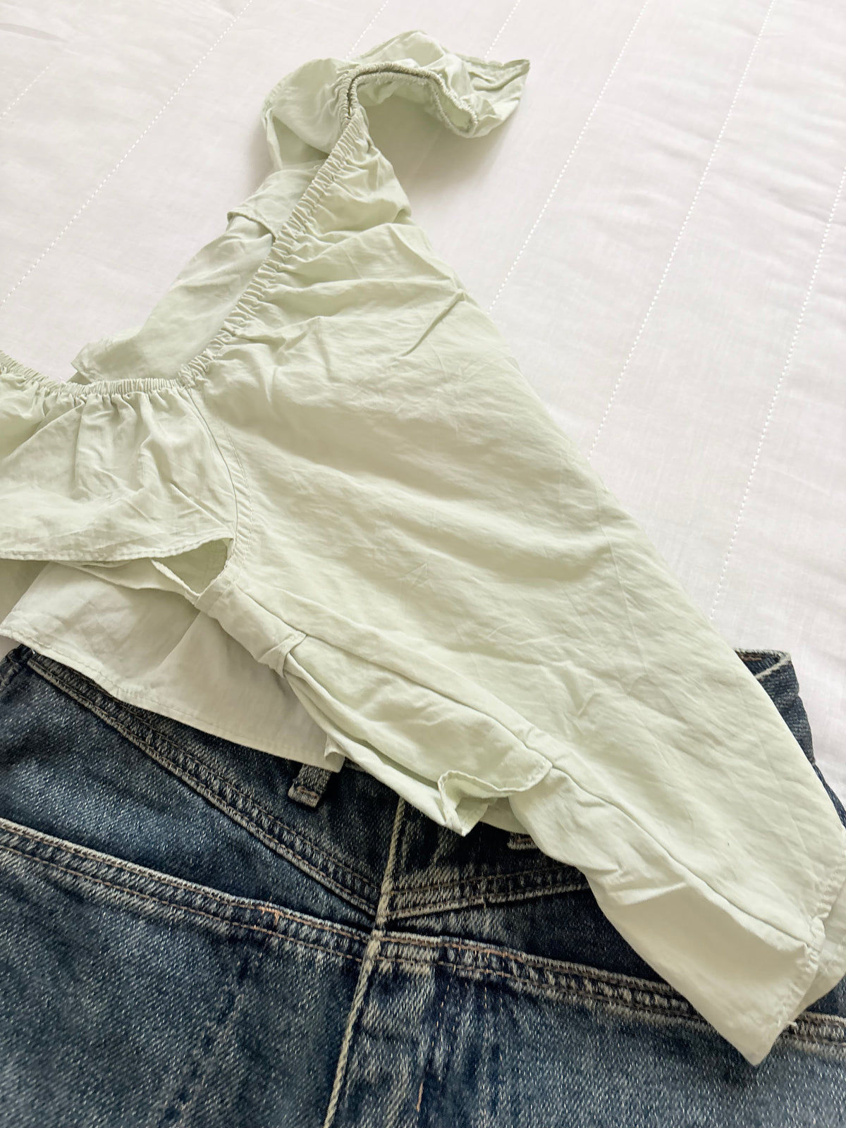 Sage ruffle top