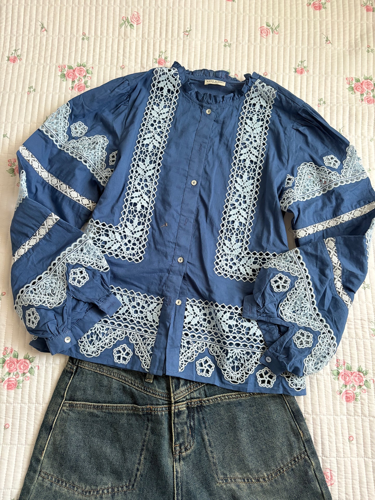 Blue embroidered shirt