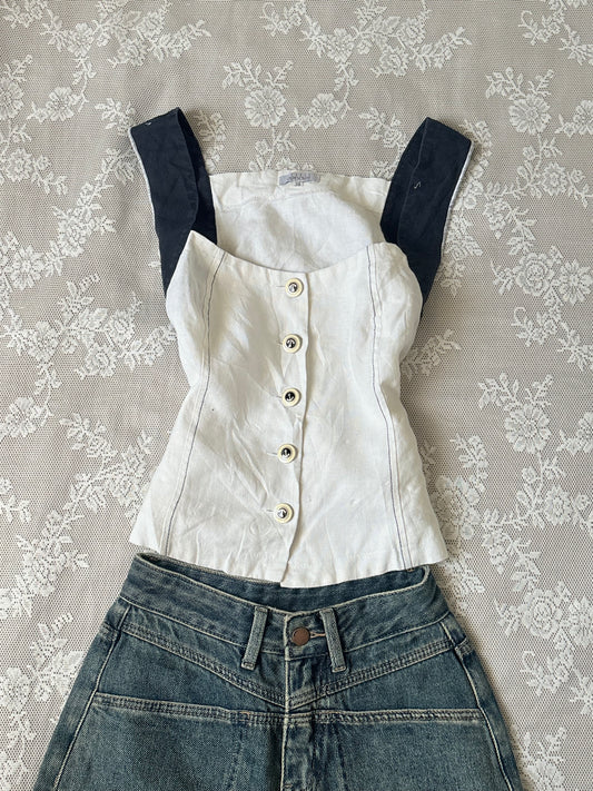 Navy contrast top
