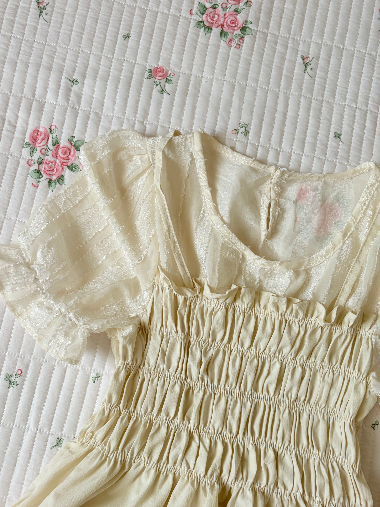 Cream smocked top