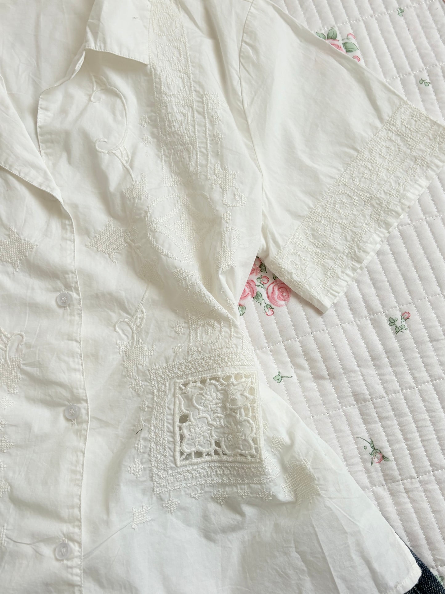 White embroidered short