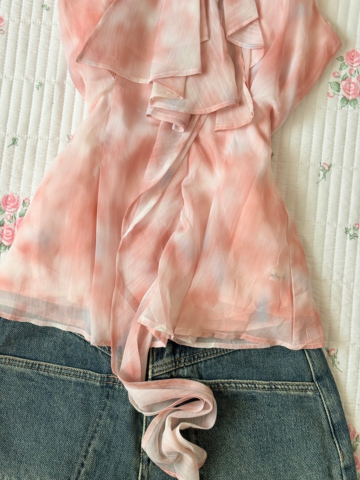 Peach ruffle top