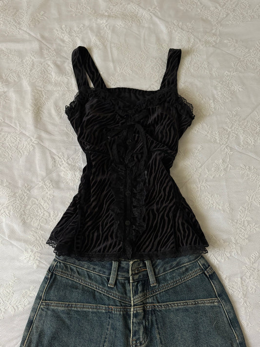 Black velvet lace top
