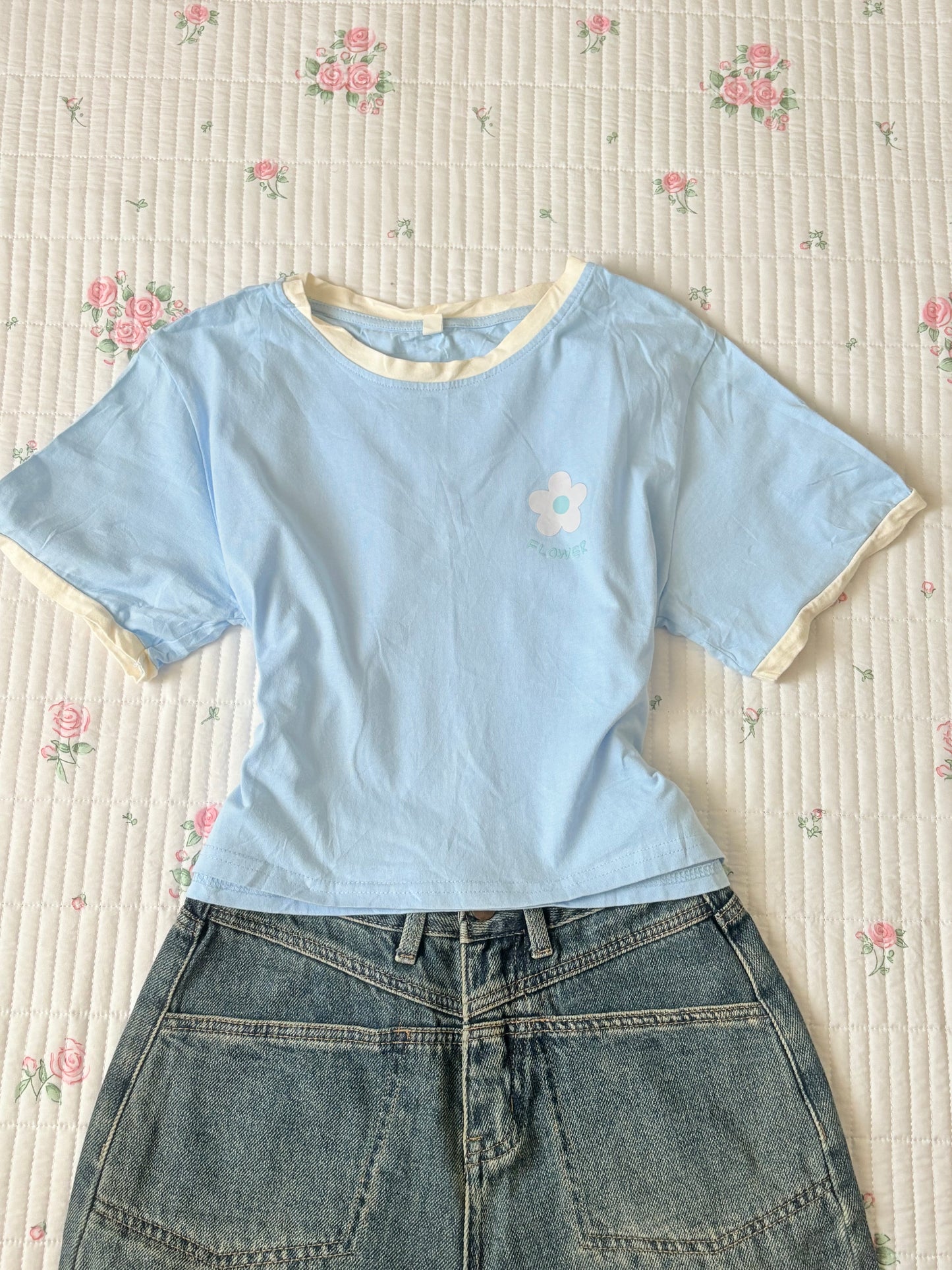 Blue floral tee