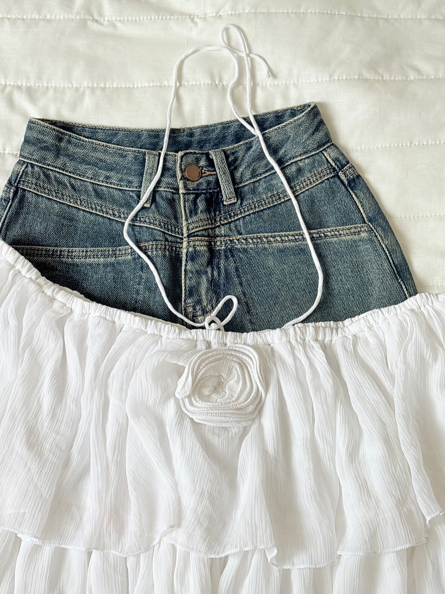 White ruffle top
