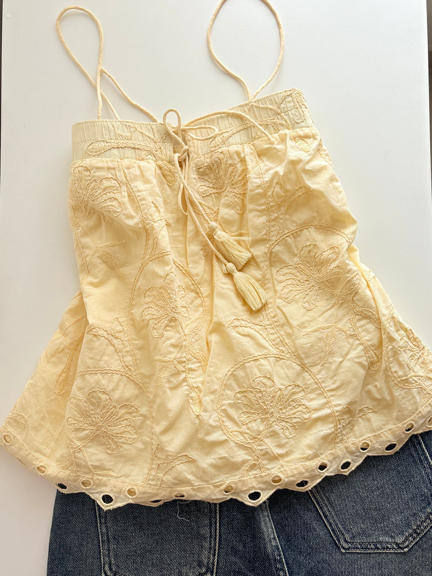 Yellow embroidered top