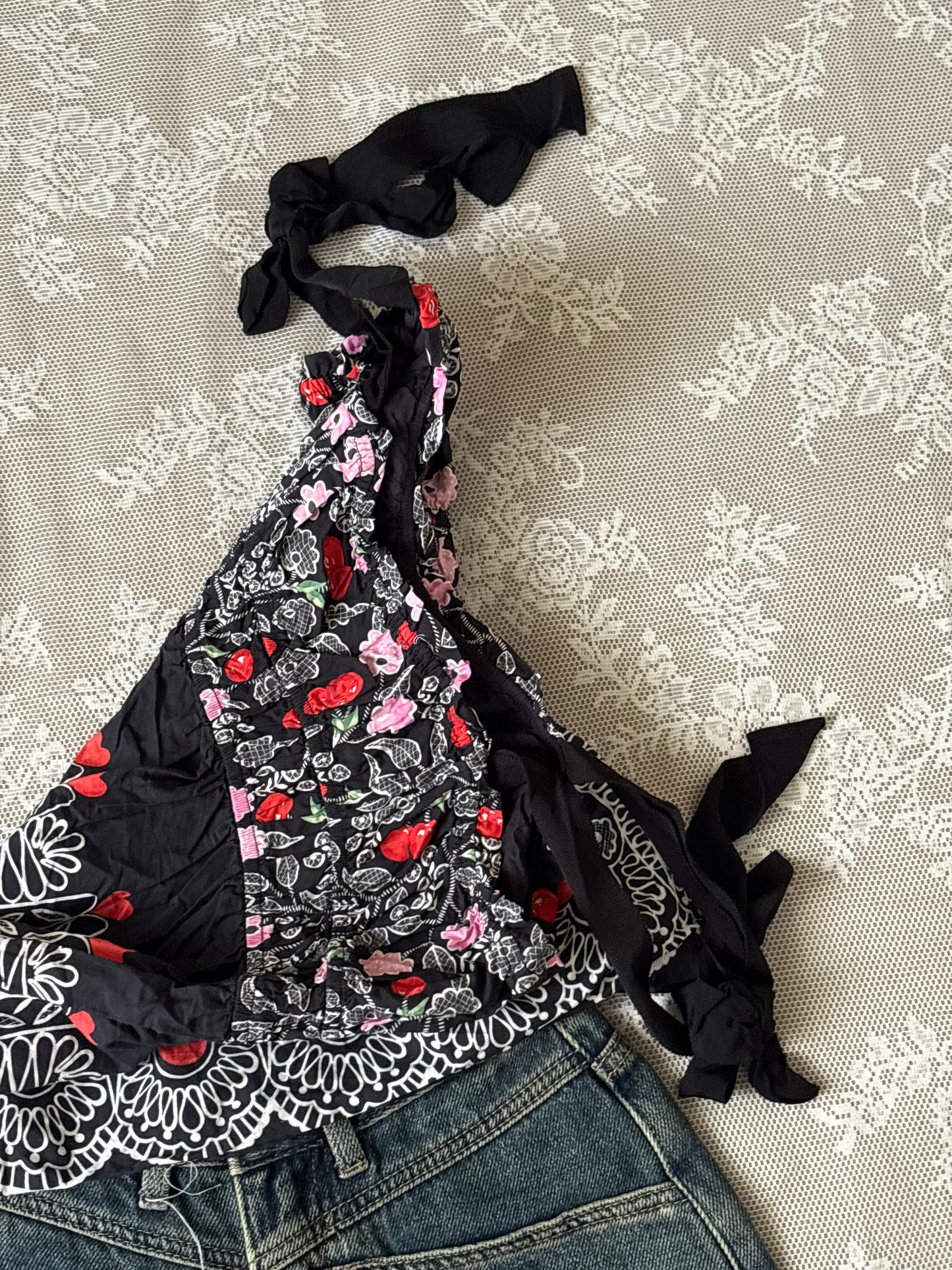 Black printed top