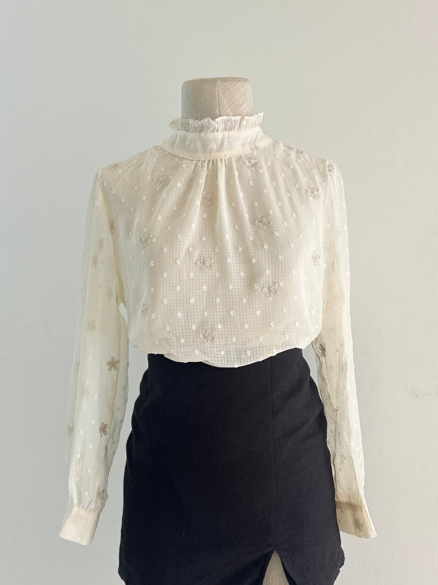 White gold embroidered top
