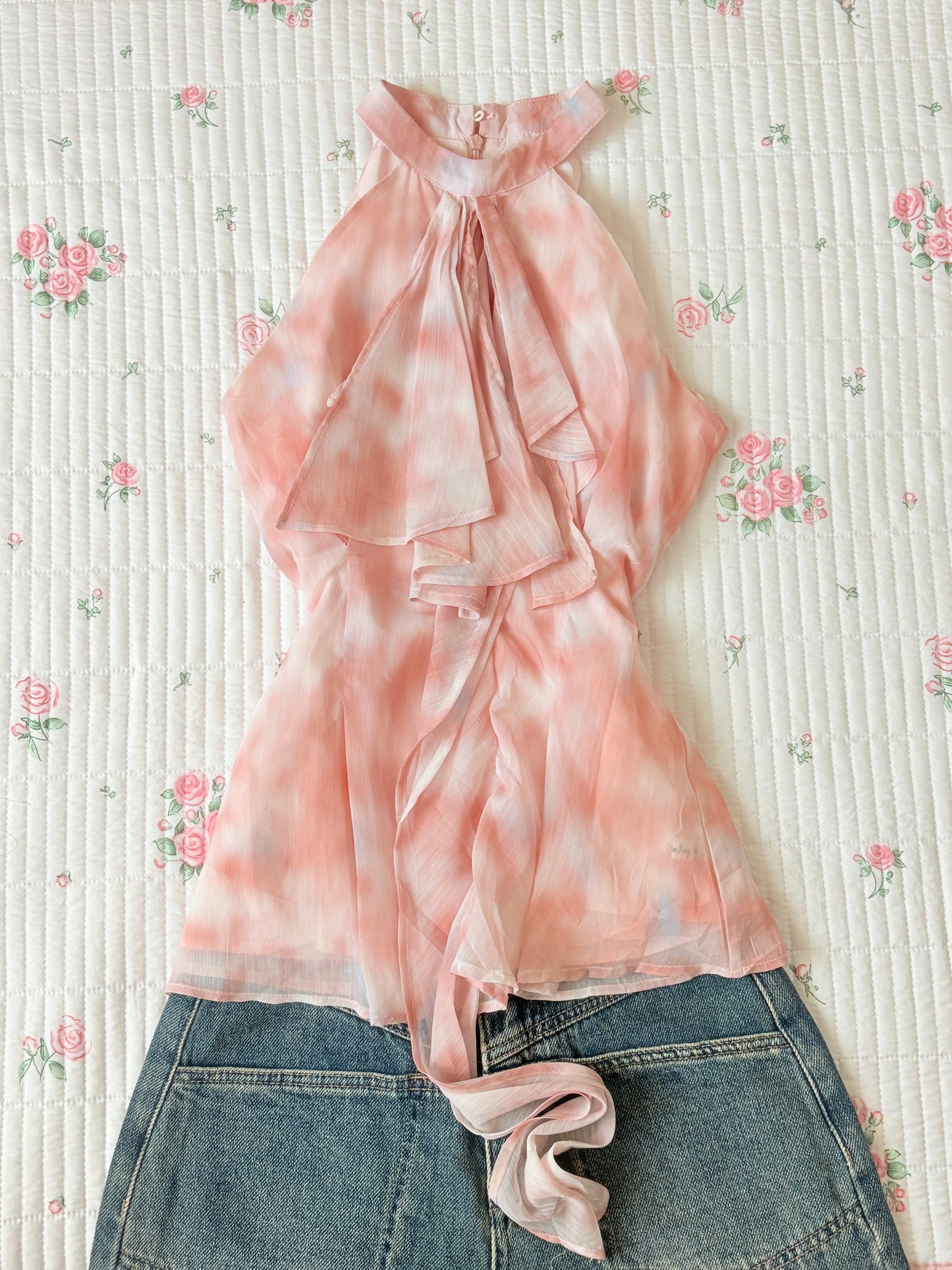 Peach ruffle top