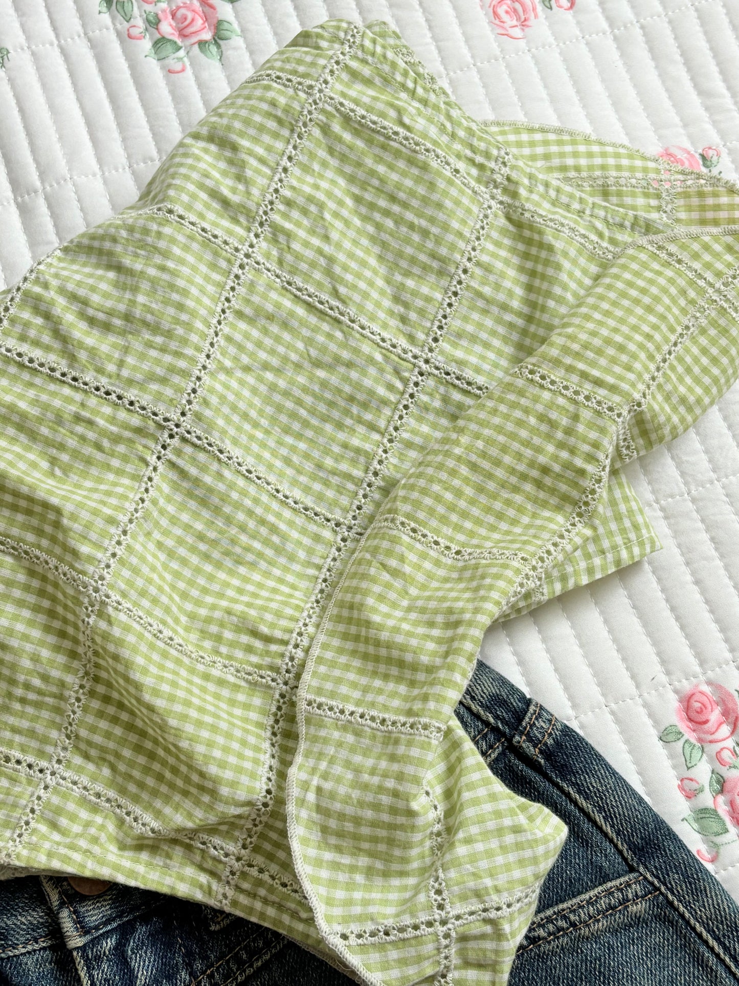Green plaid top