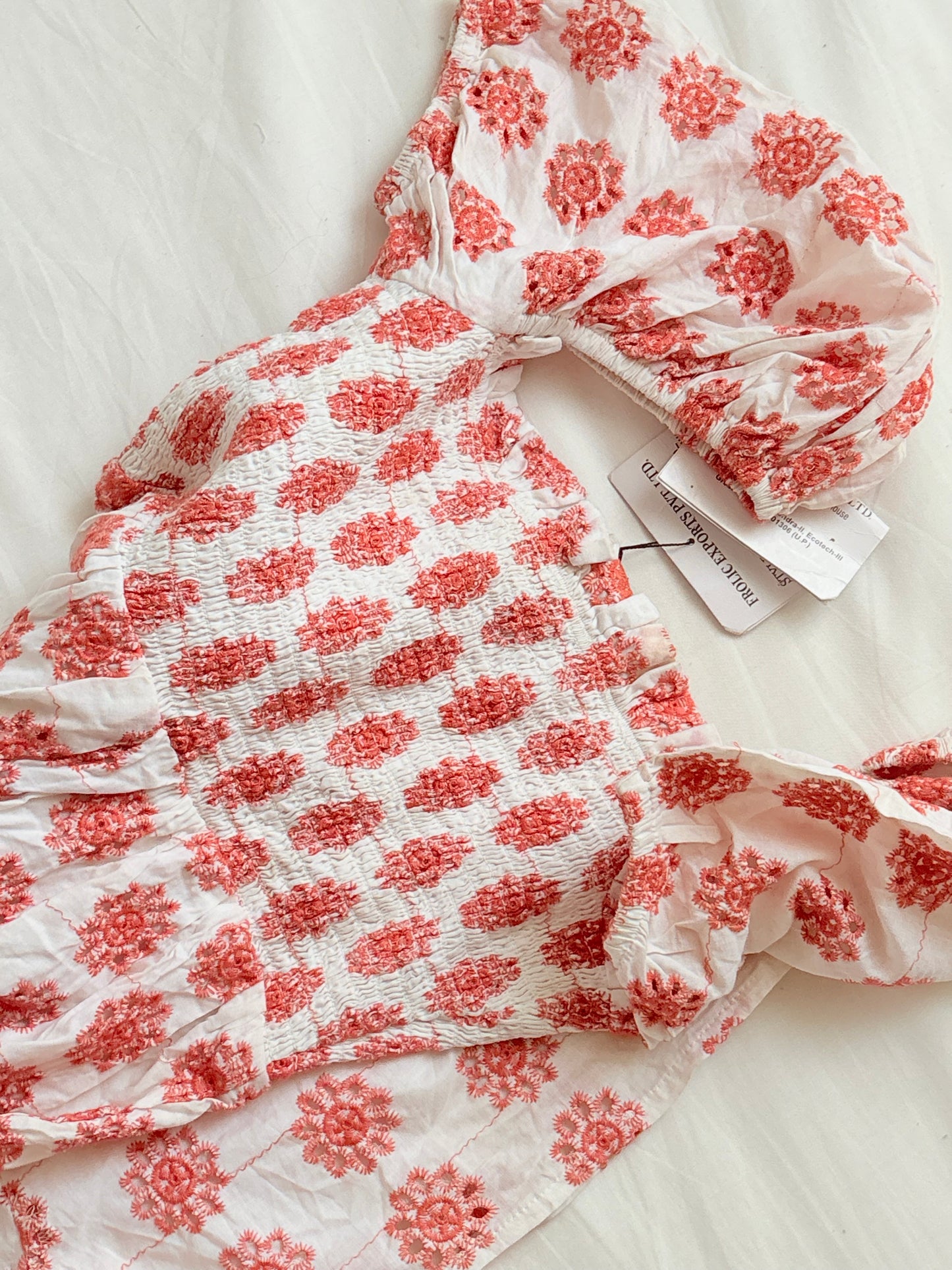 Orange eyelet romper