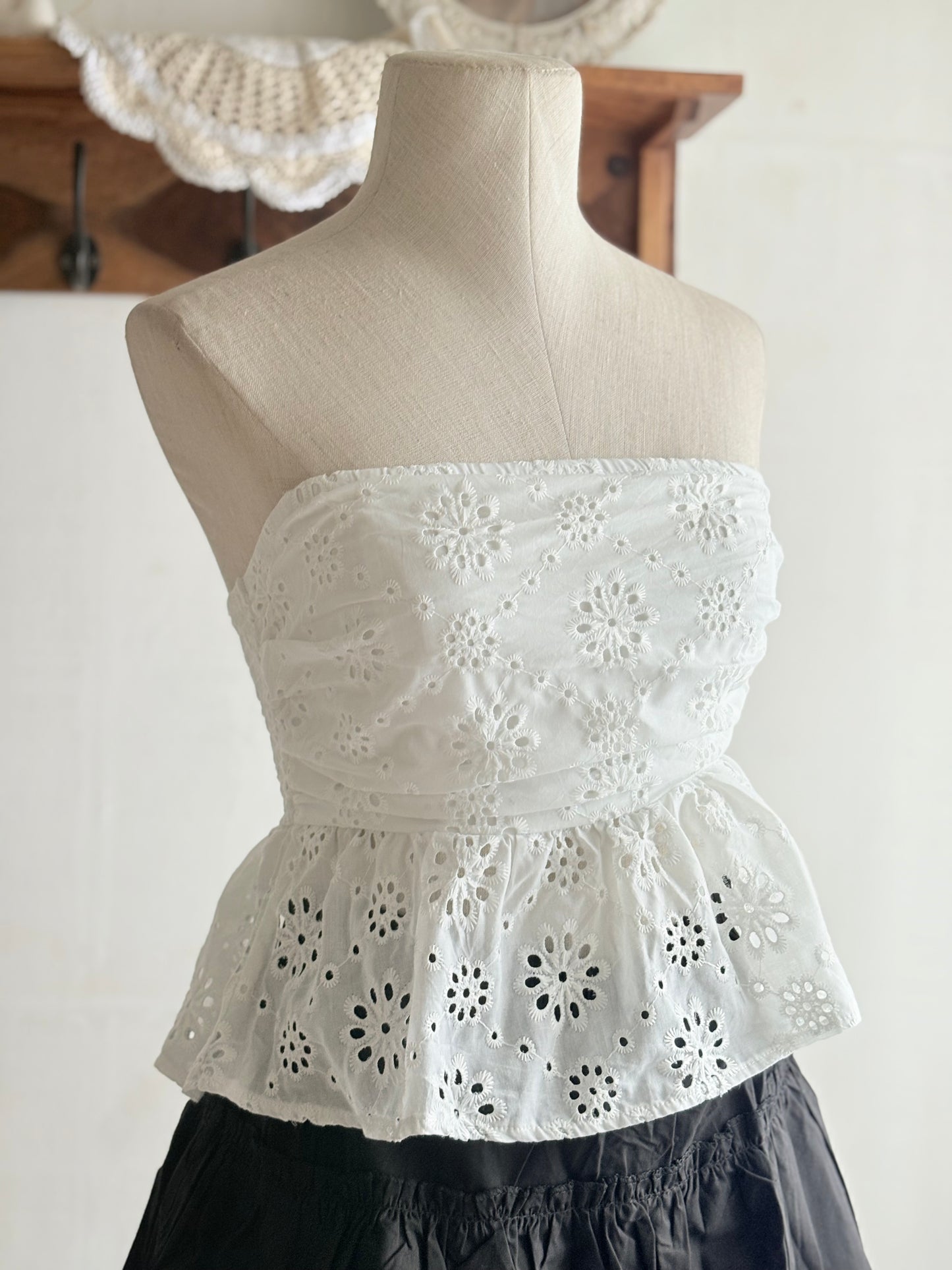 White eyelet bubble top