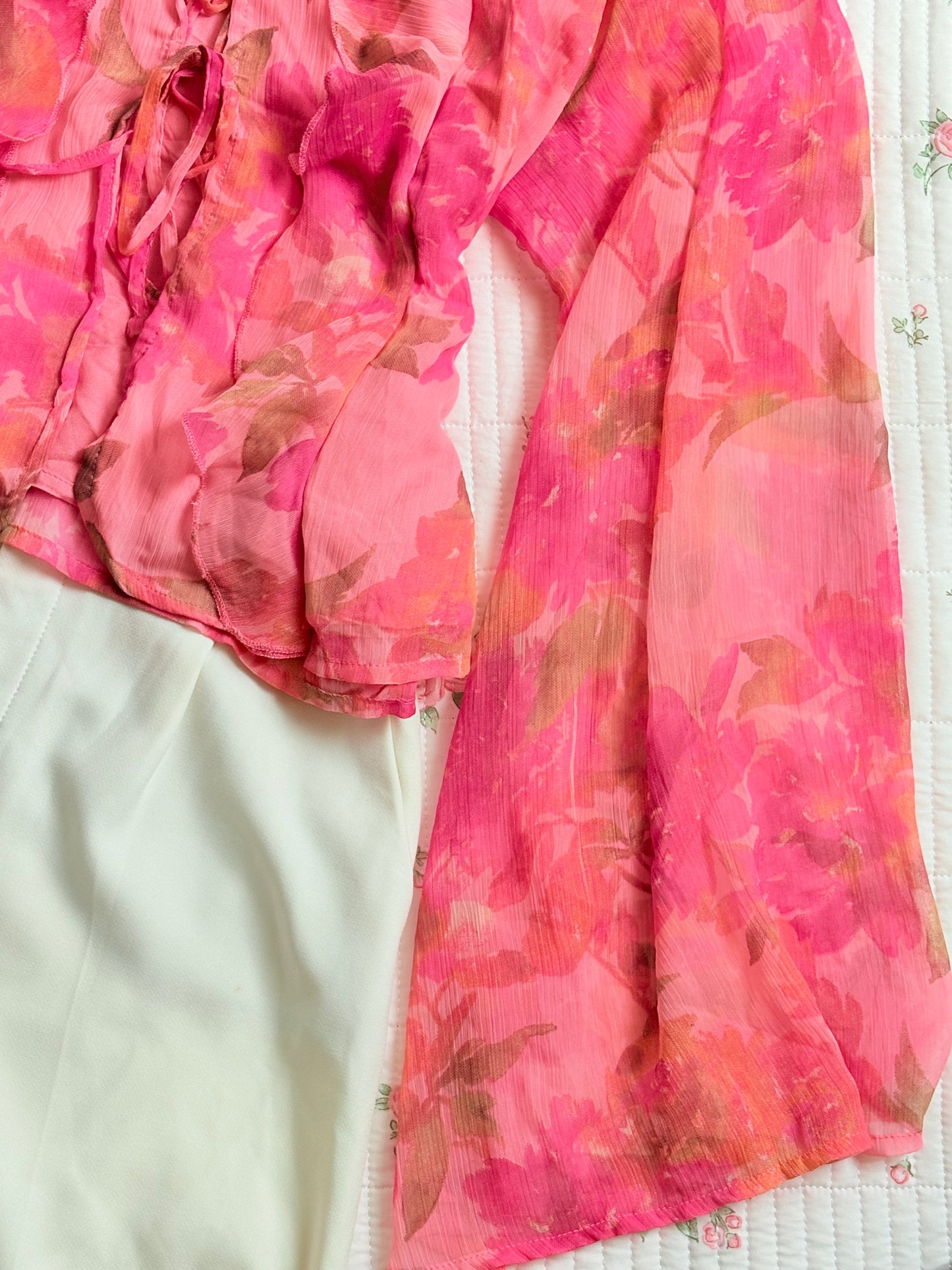Pink ruffle top