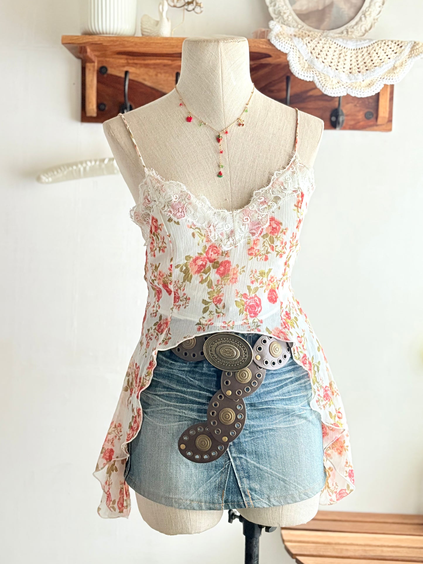 Floral asymmetrical top