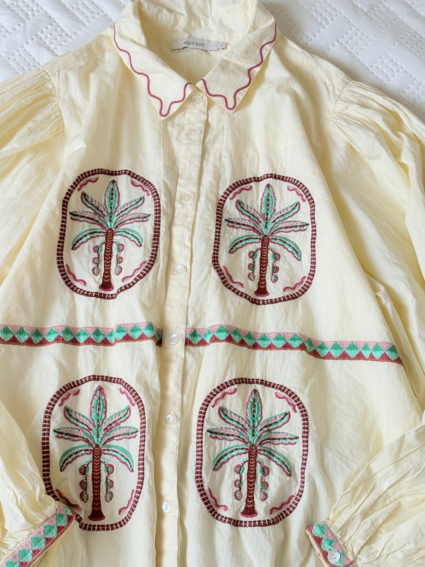 Yellow embroidered shirt