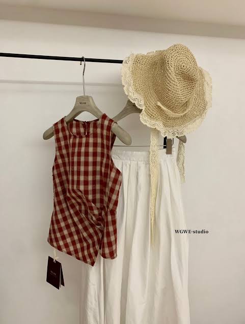 Wgwe Plaid fitted top
