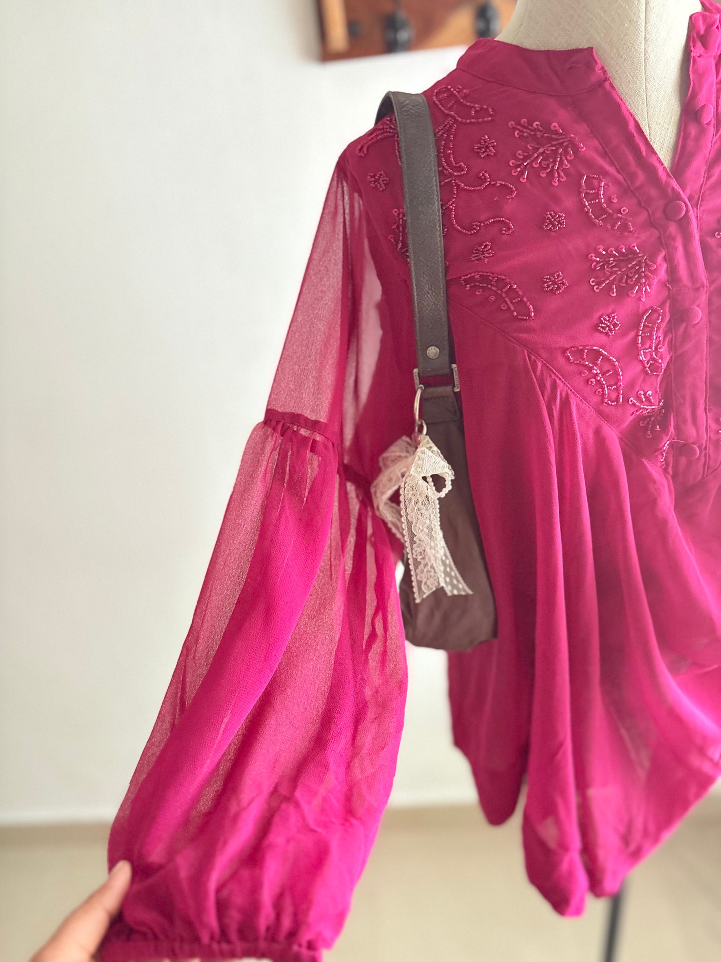 Magenta beaded top
