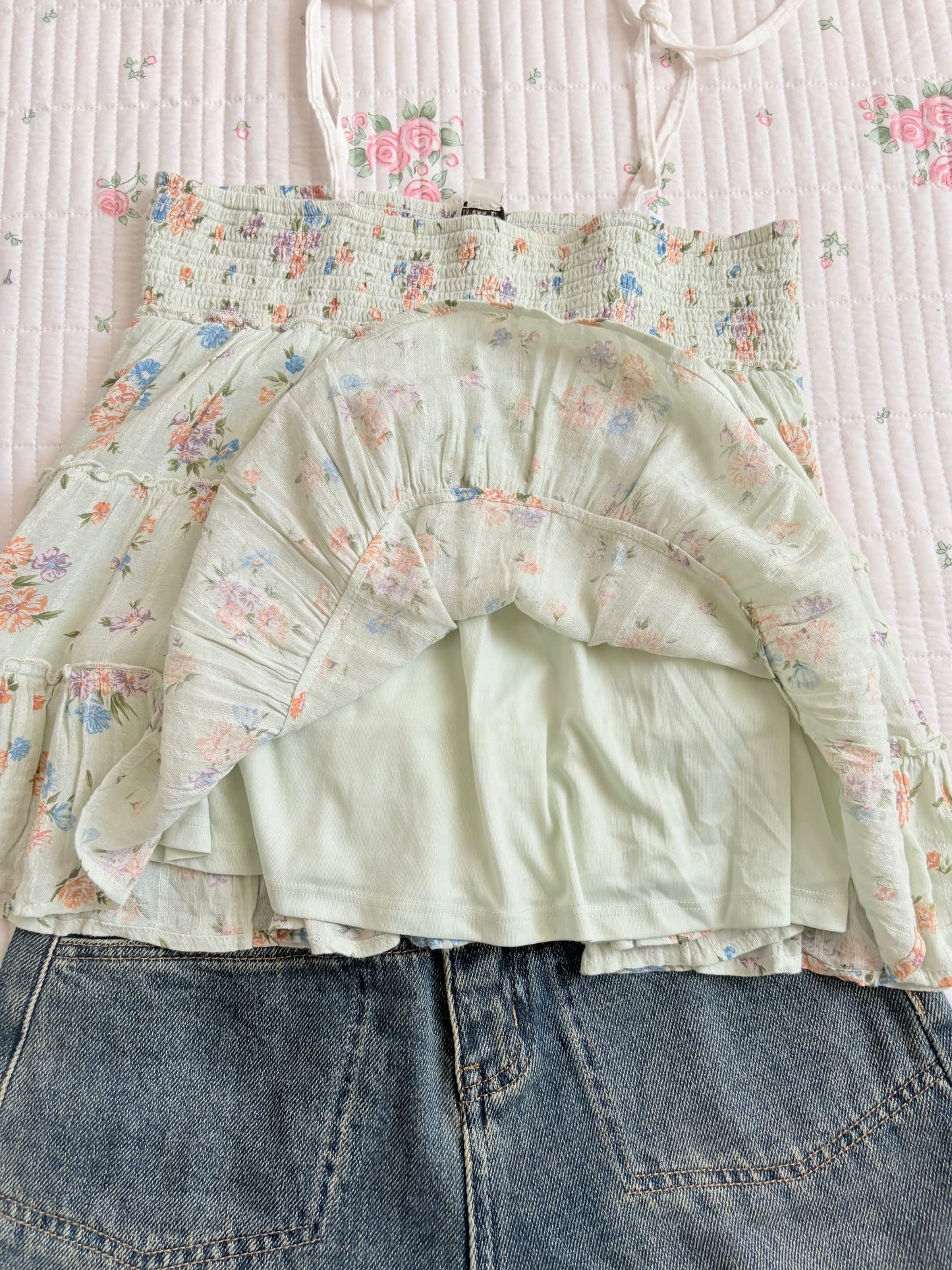 Green floral a line
