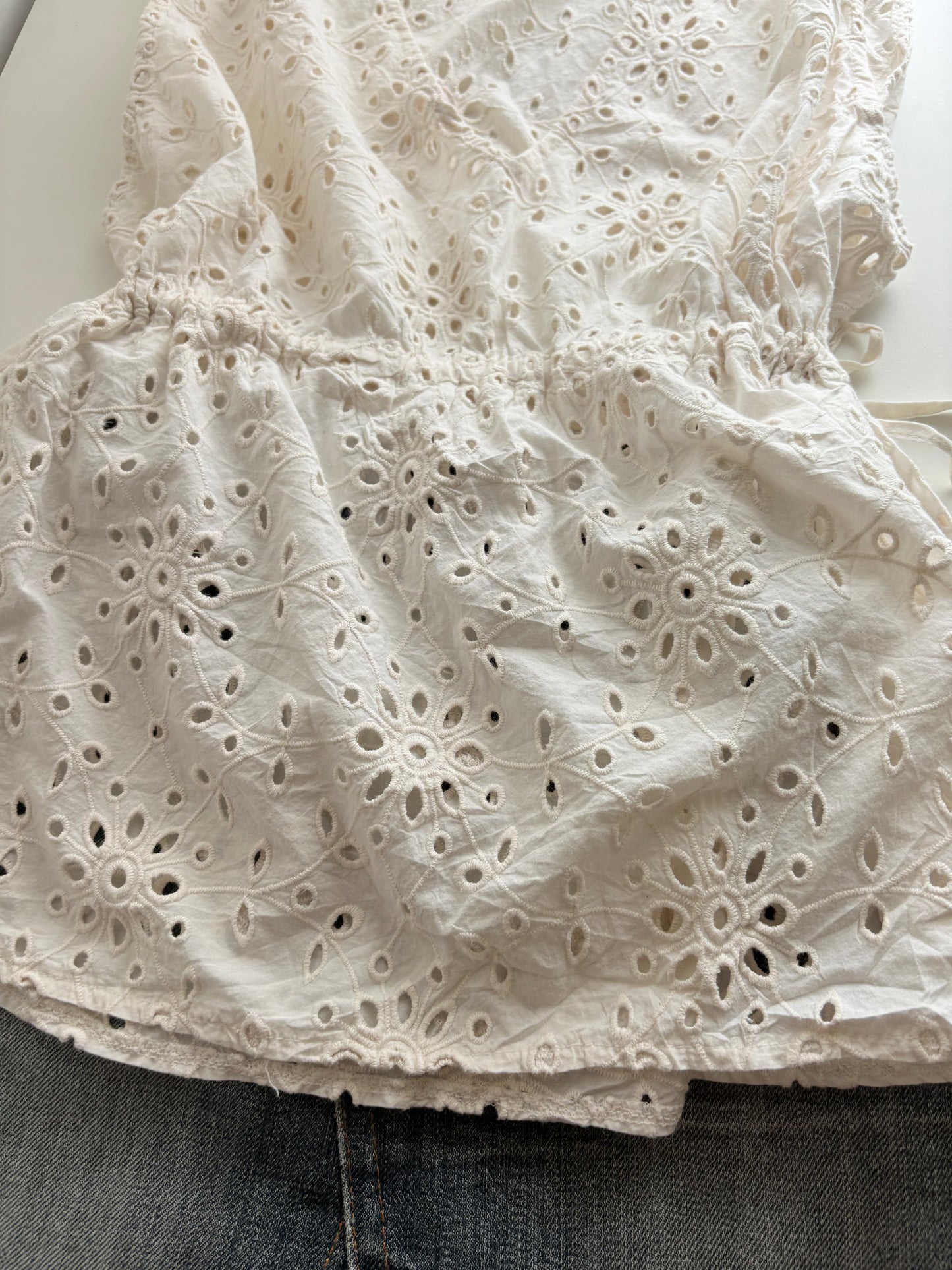 Cream eyelet top