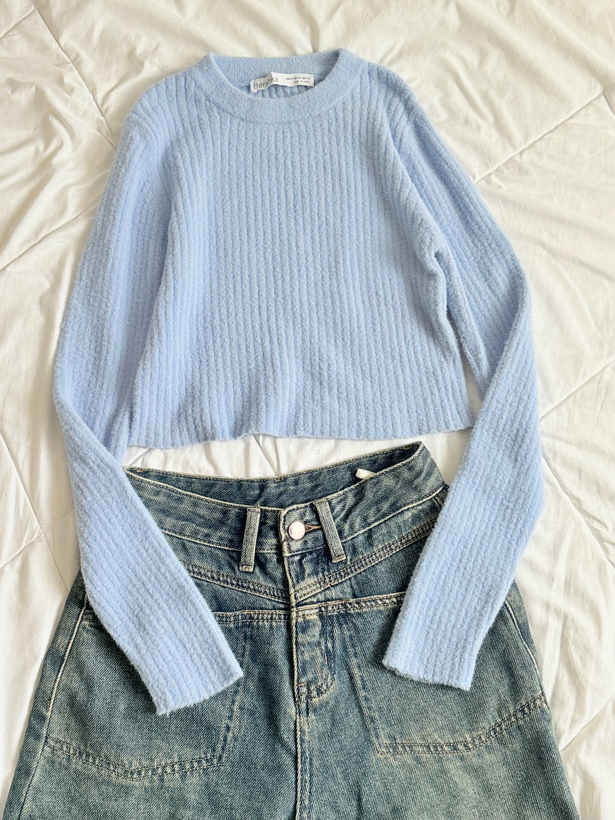 Blue fuzzy top
