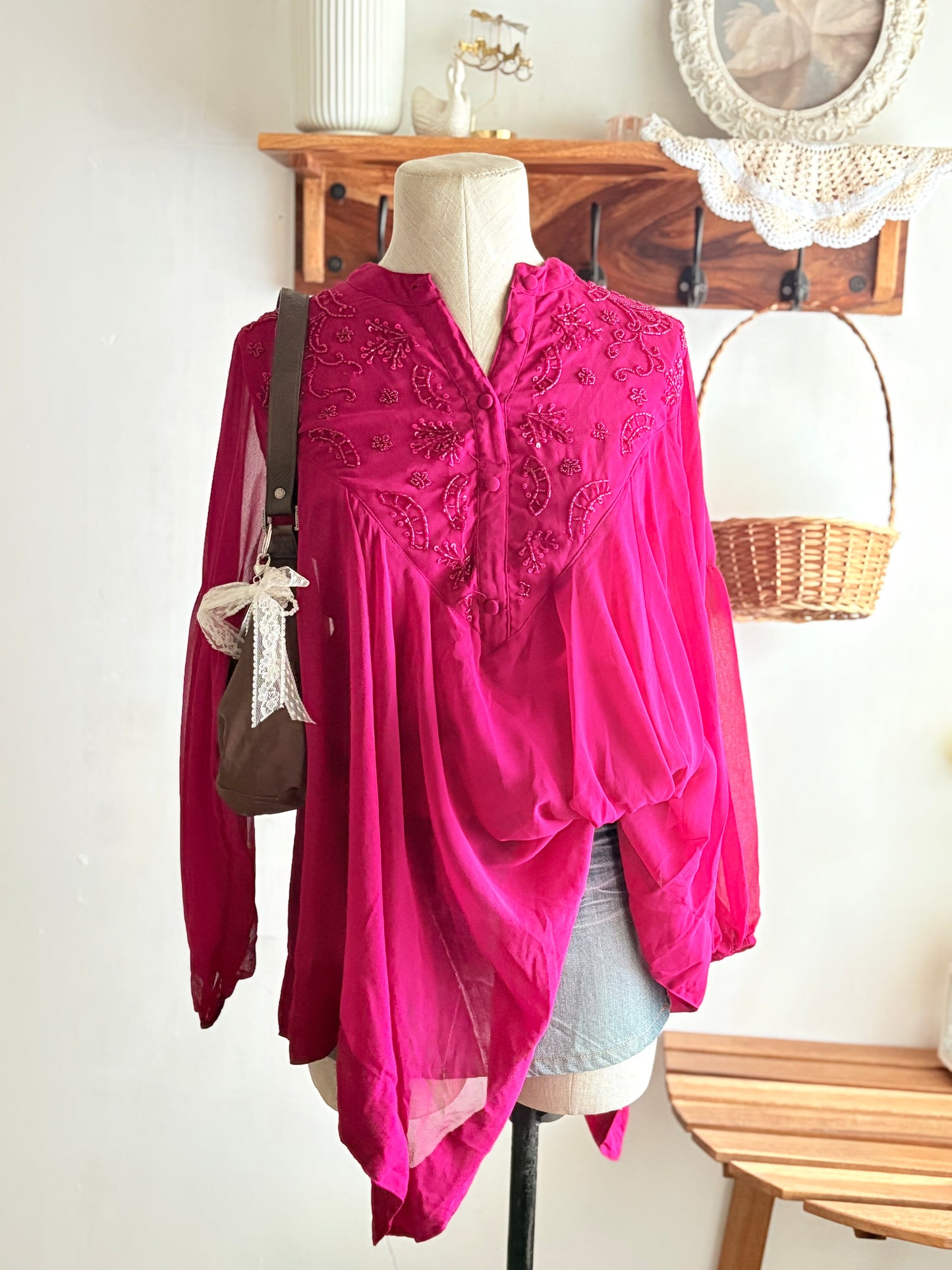 Magenta beaded top