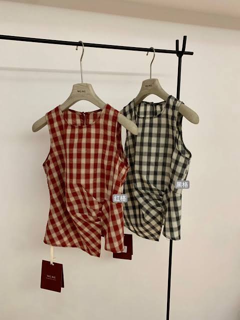 Wgwe Plaid fitted top