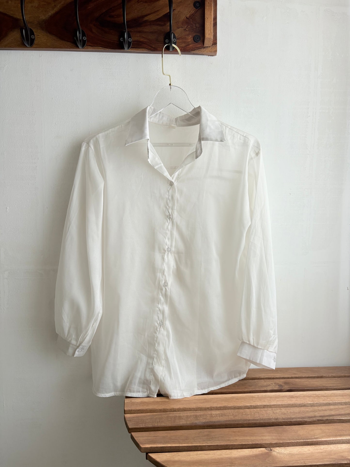 White semi sheer shirt