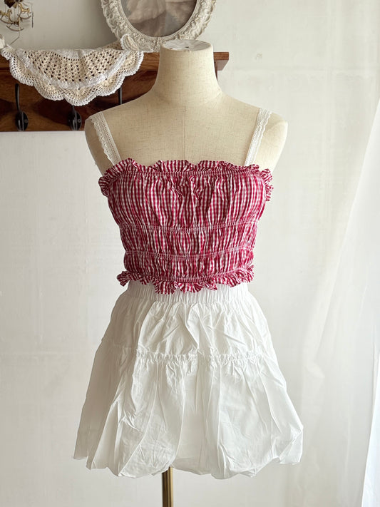 Gingham lace top
