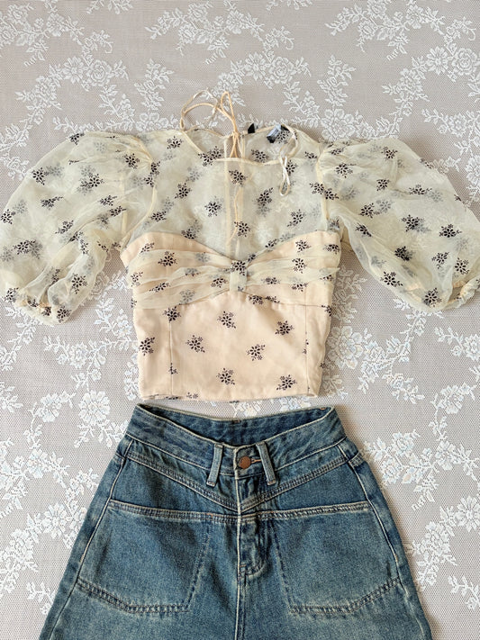 Beige mesh top