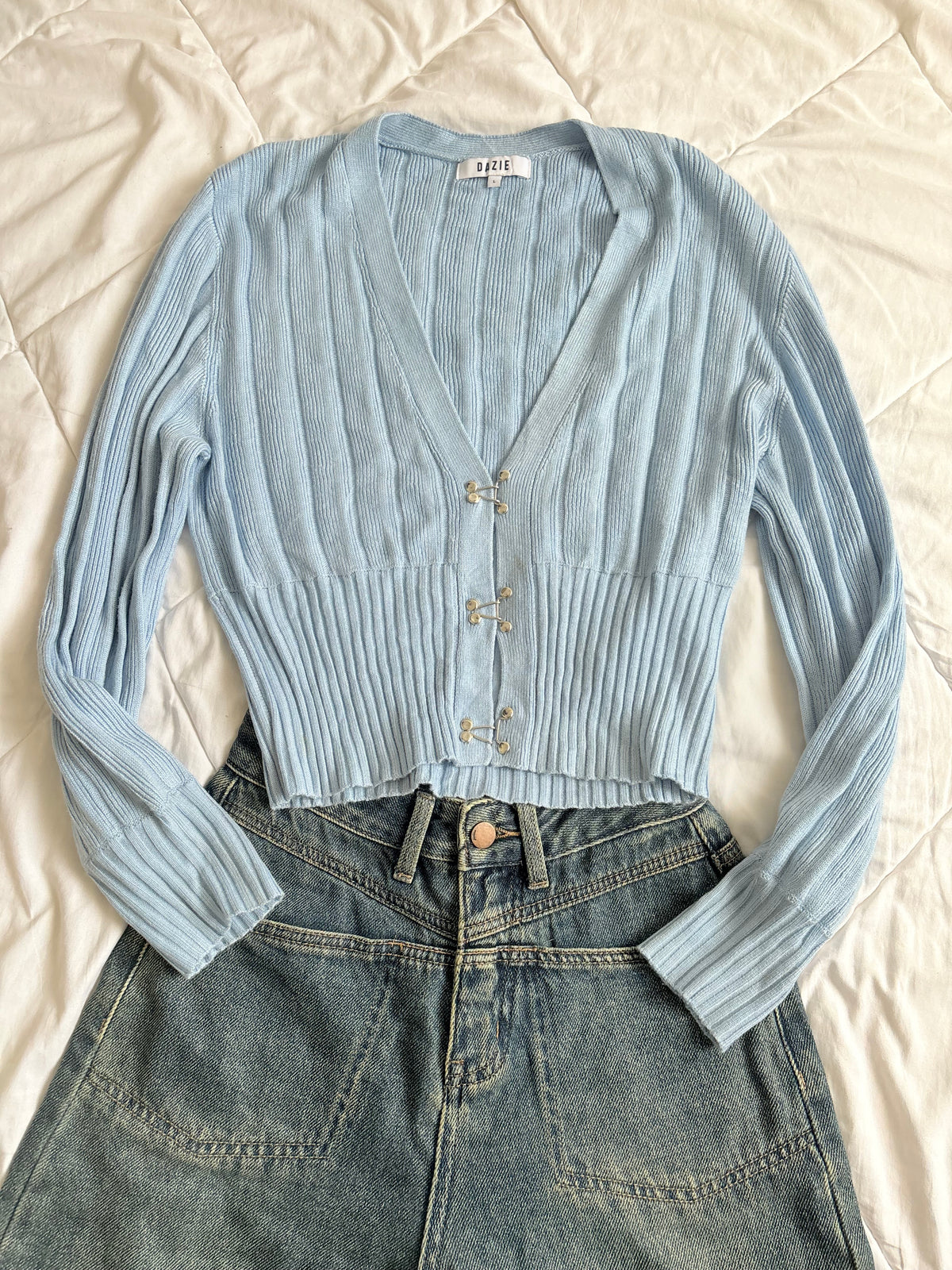 Blue hooks cardigan