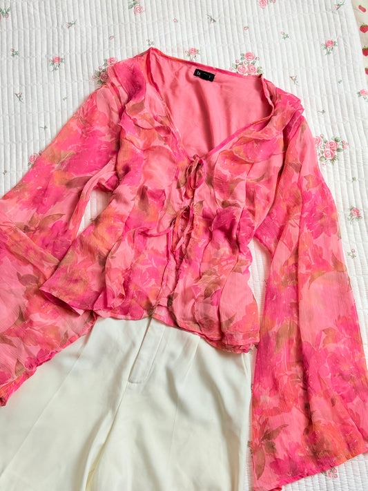 Pink ruffle top
