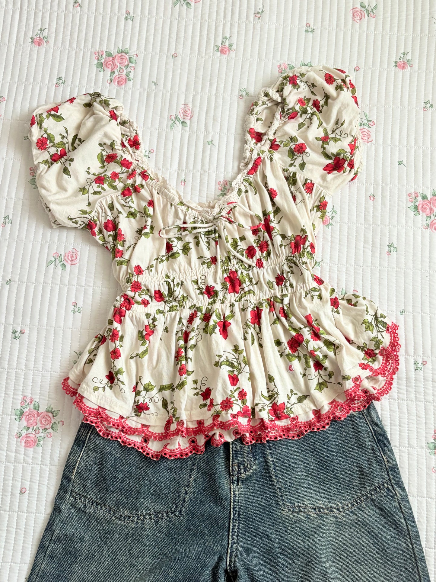 Red floral top