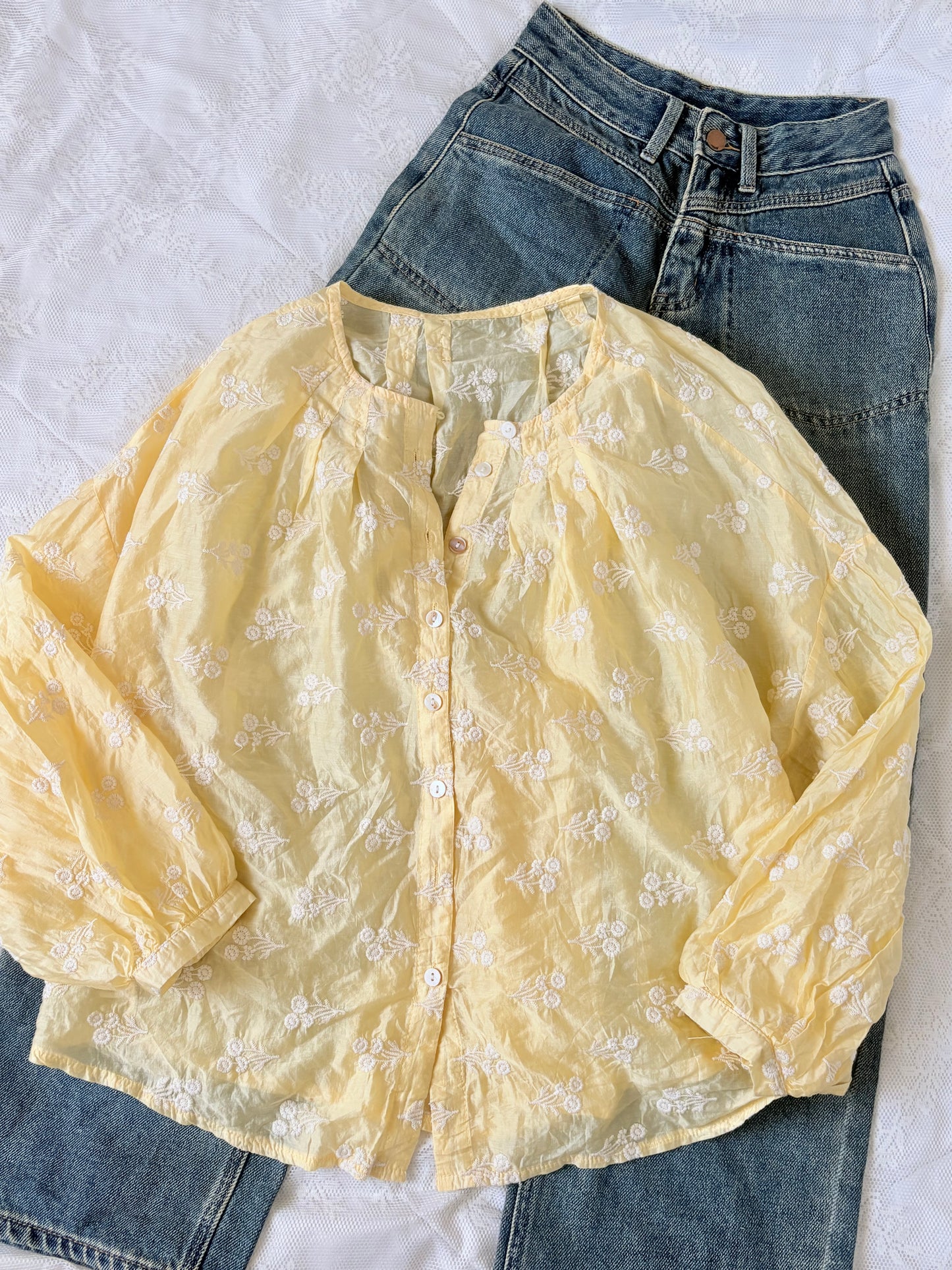 Yellow embroidered top