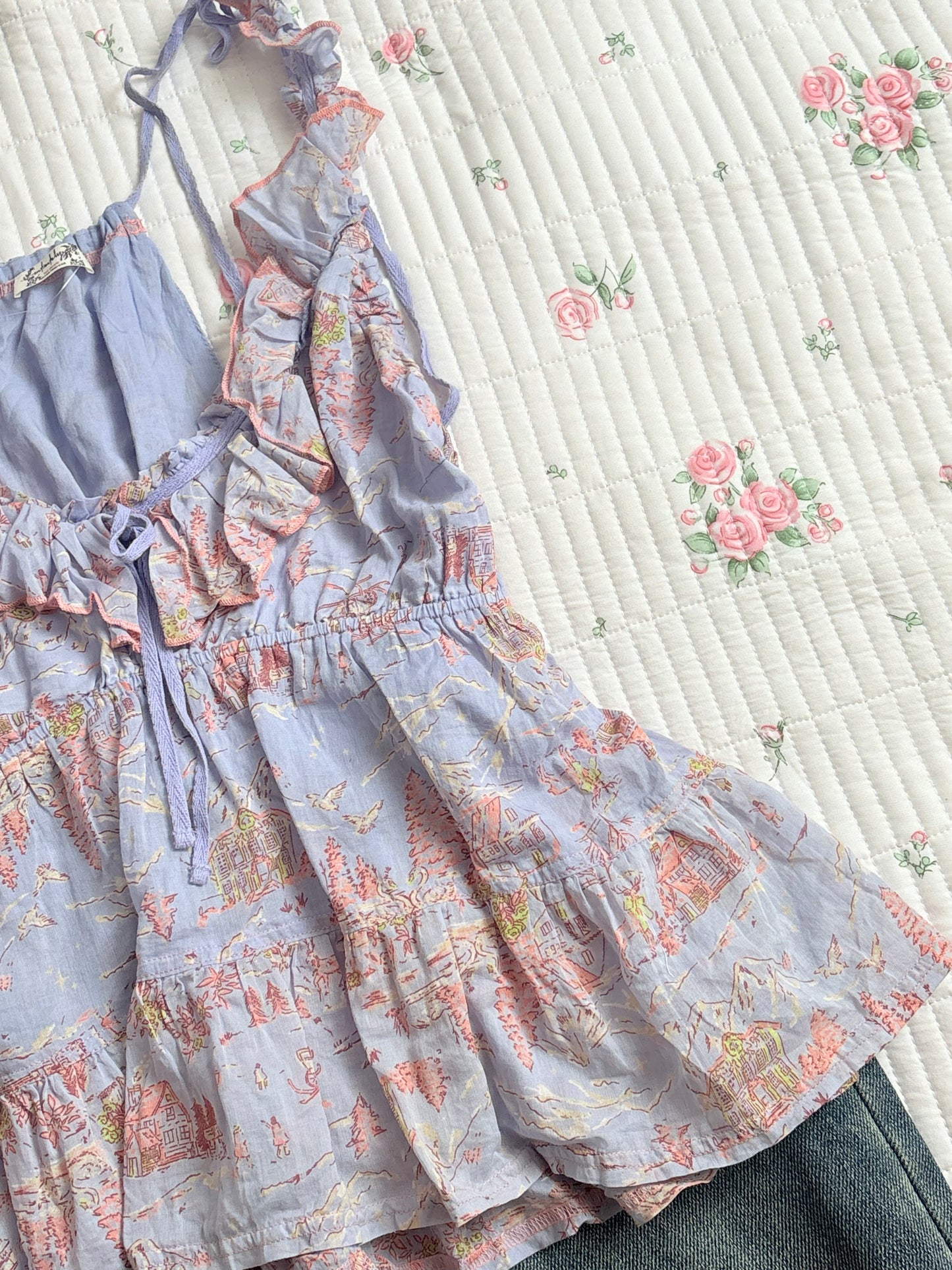 Blue floral tops