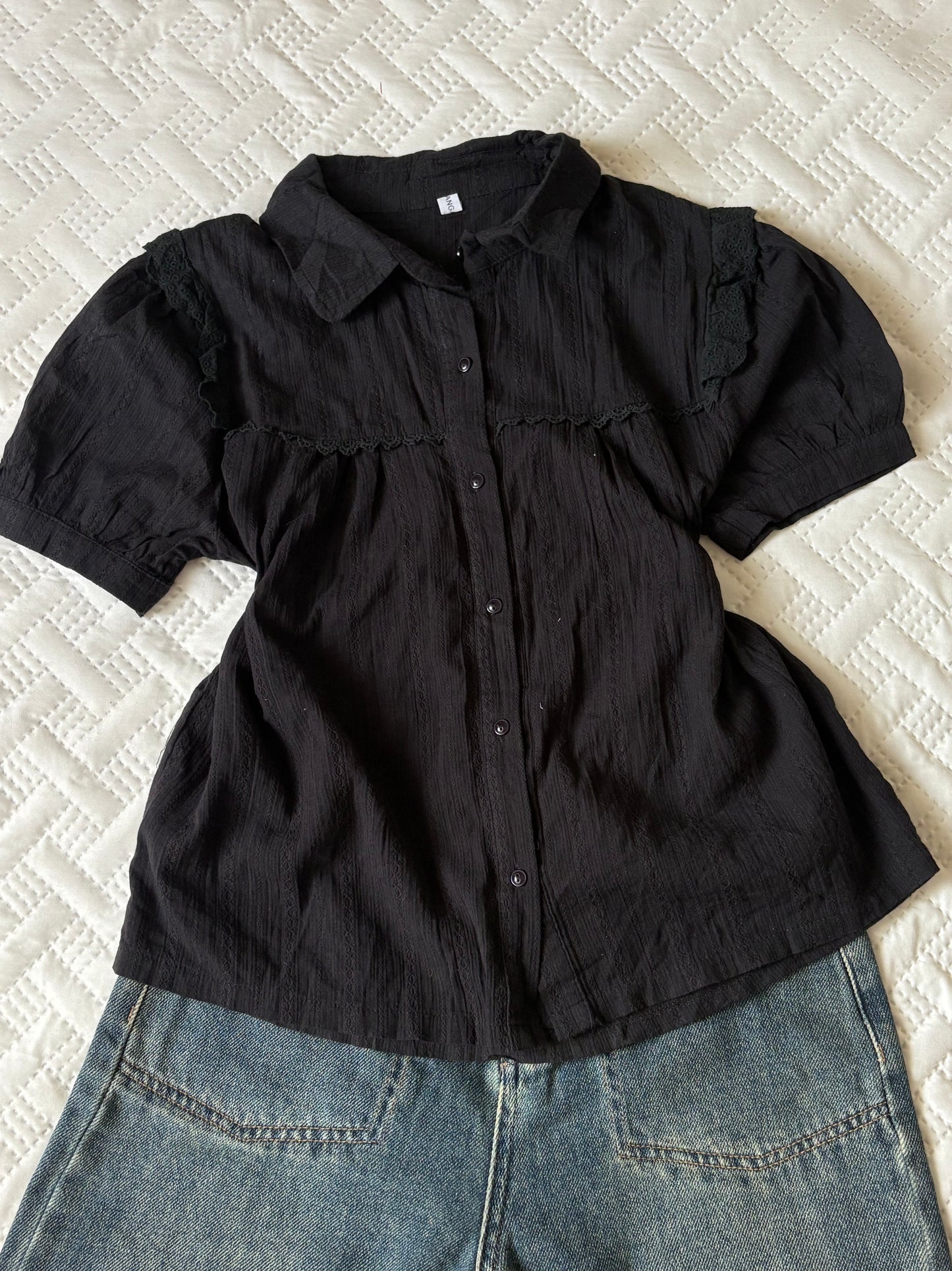 Black buttoned down