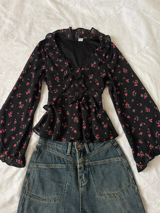 Black floral top