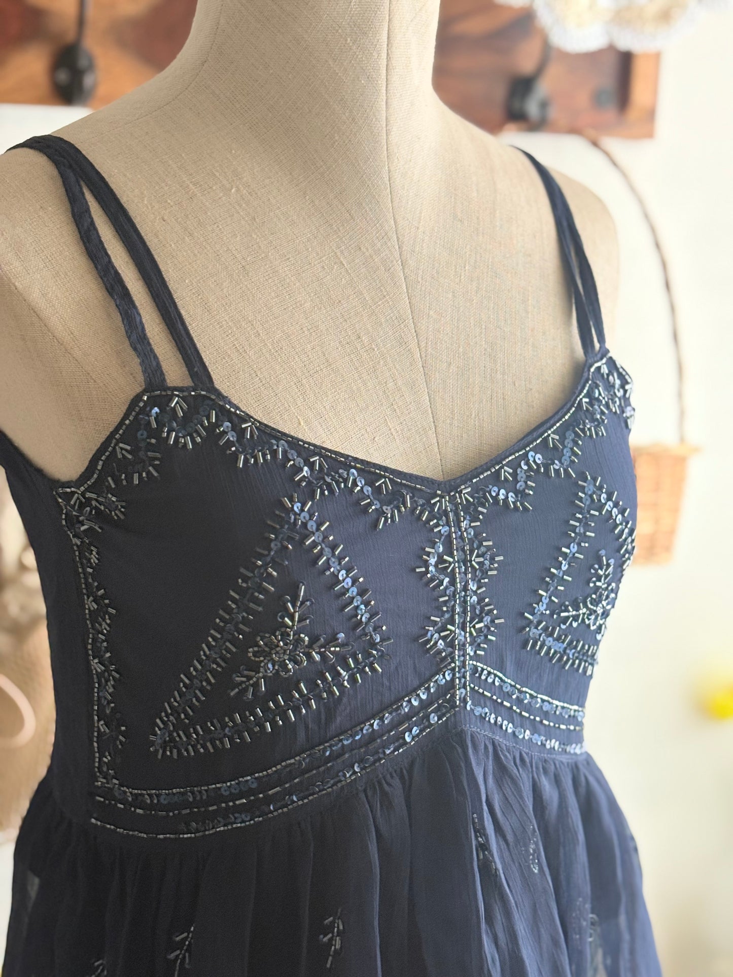 Blue beaded top