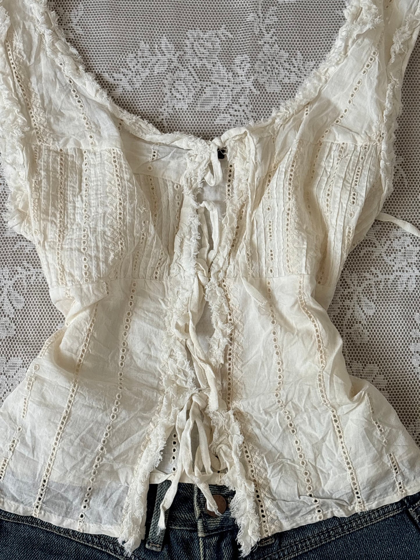 Cream tie top
