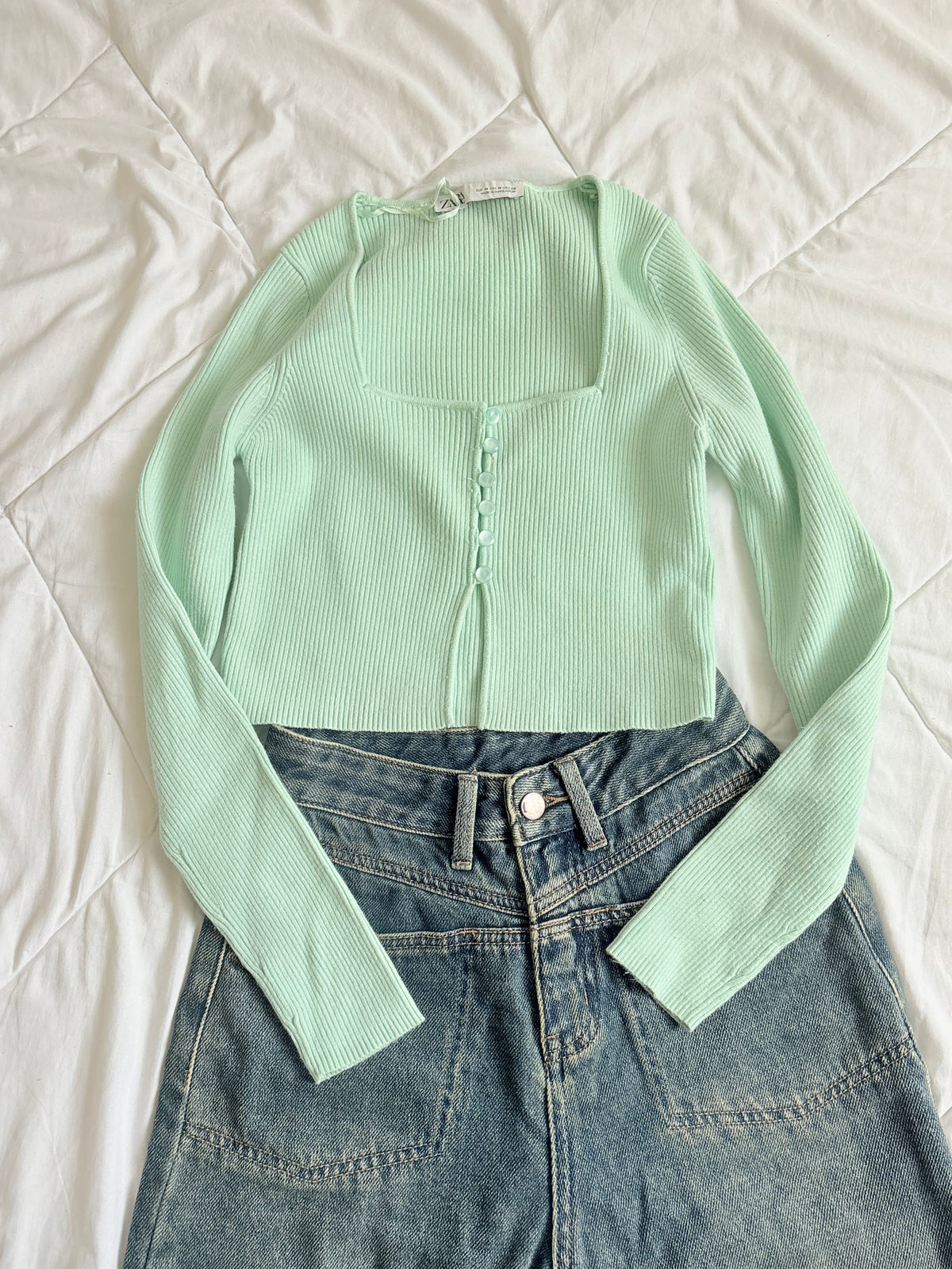 Mint ribbed top