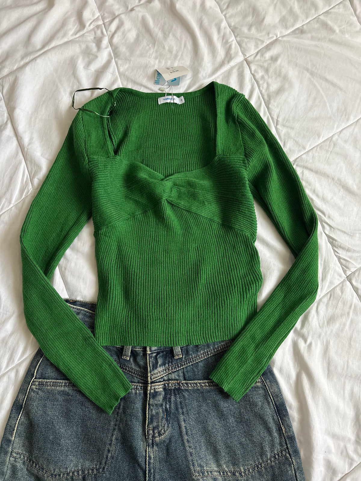 Green ribbed top