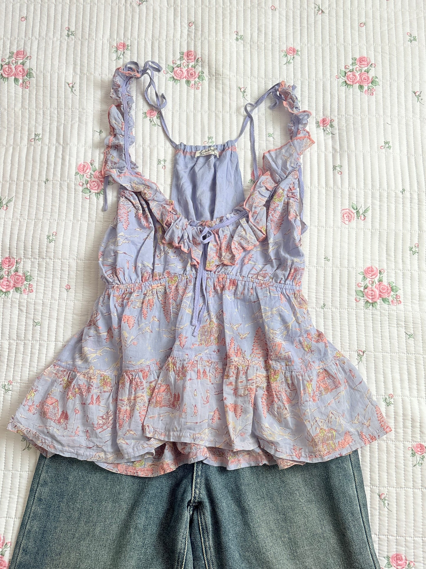 Blue floral tops