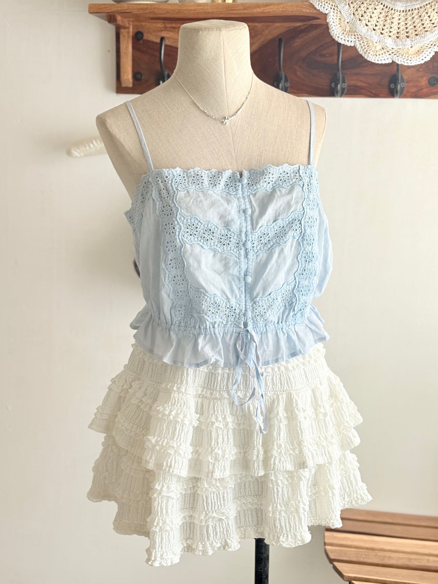 Blue eyelet top