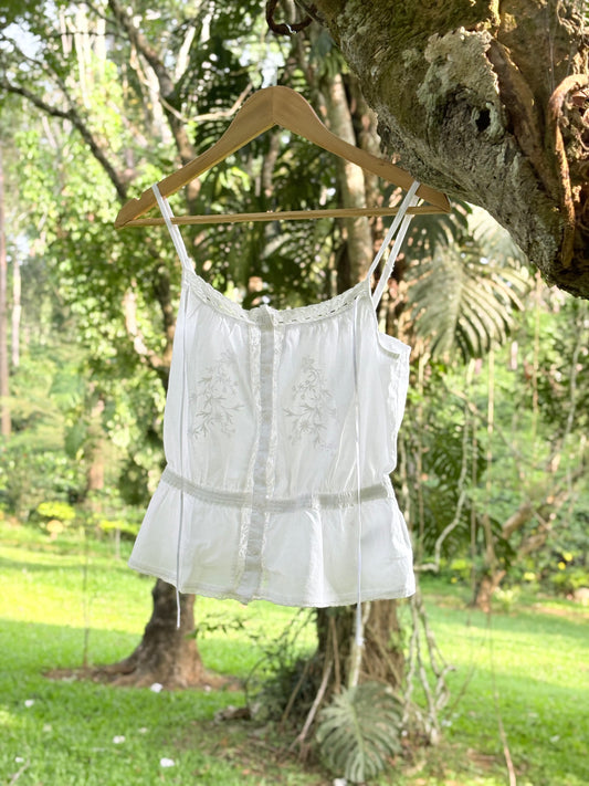 White lace embroidered top