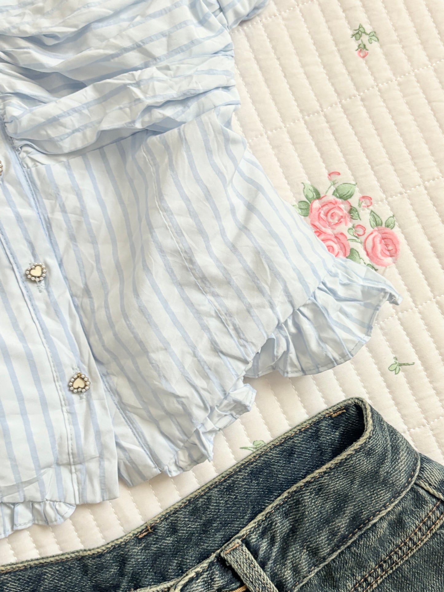 Blue stripe doll top